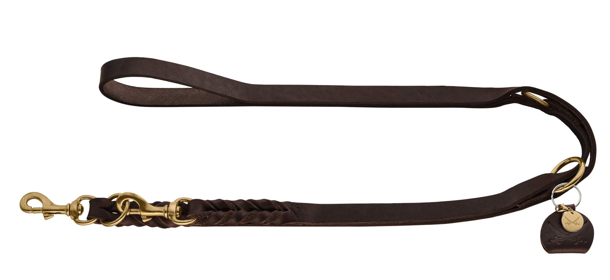 hunter-sansibar-solid-verstellbare-f-hrleine-leder-geflochten-1-5-x-200-cm-dunke image 1