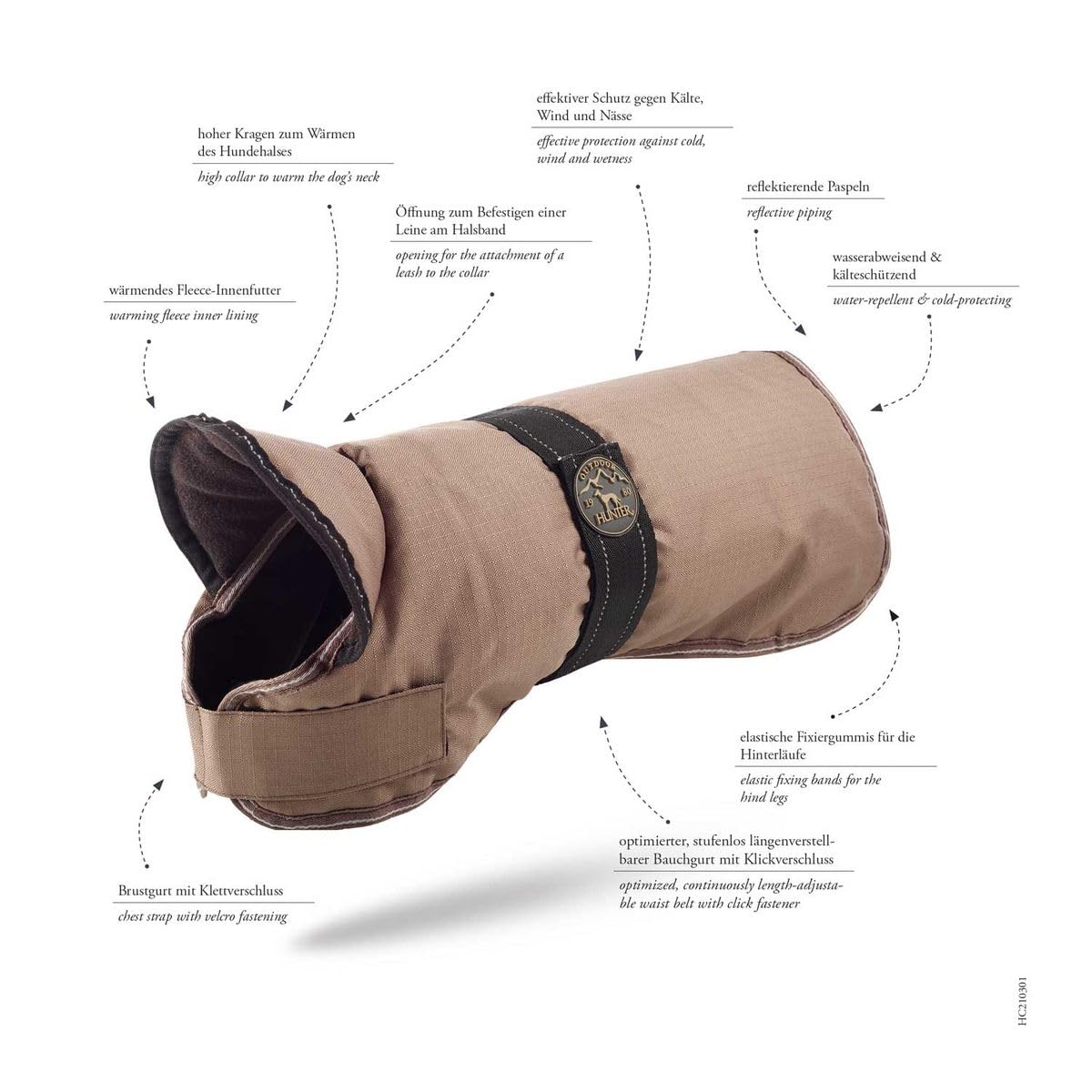 hunter-hundemantel-denali-40-cm-w-rmed-mmender-winterhundemantel-rot-taupe image 2