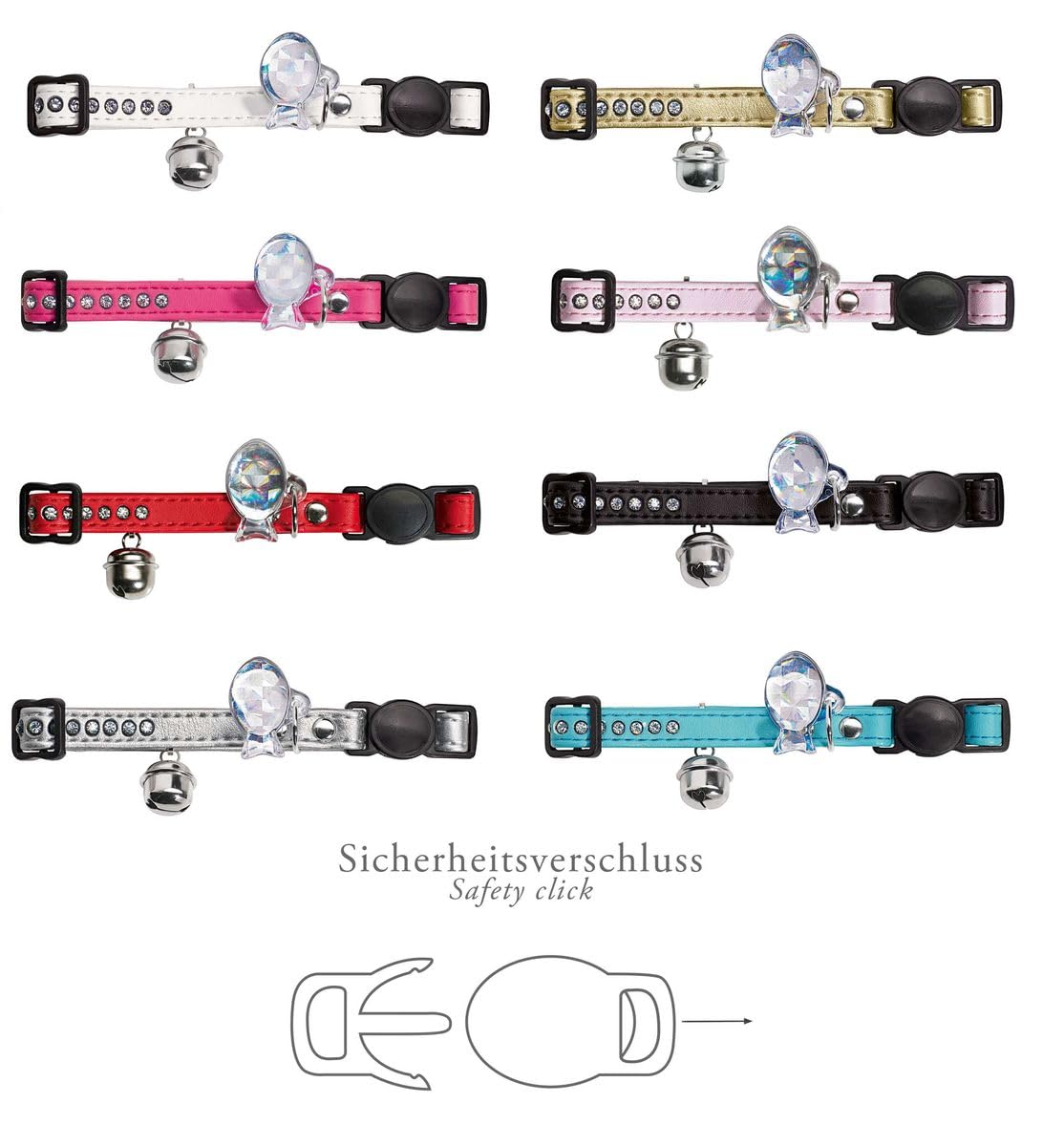 hunter-modern-art-luxus-katzenhalsband-kunstleder-mit-strasssteinen-sicherheitsv image 3
