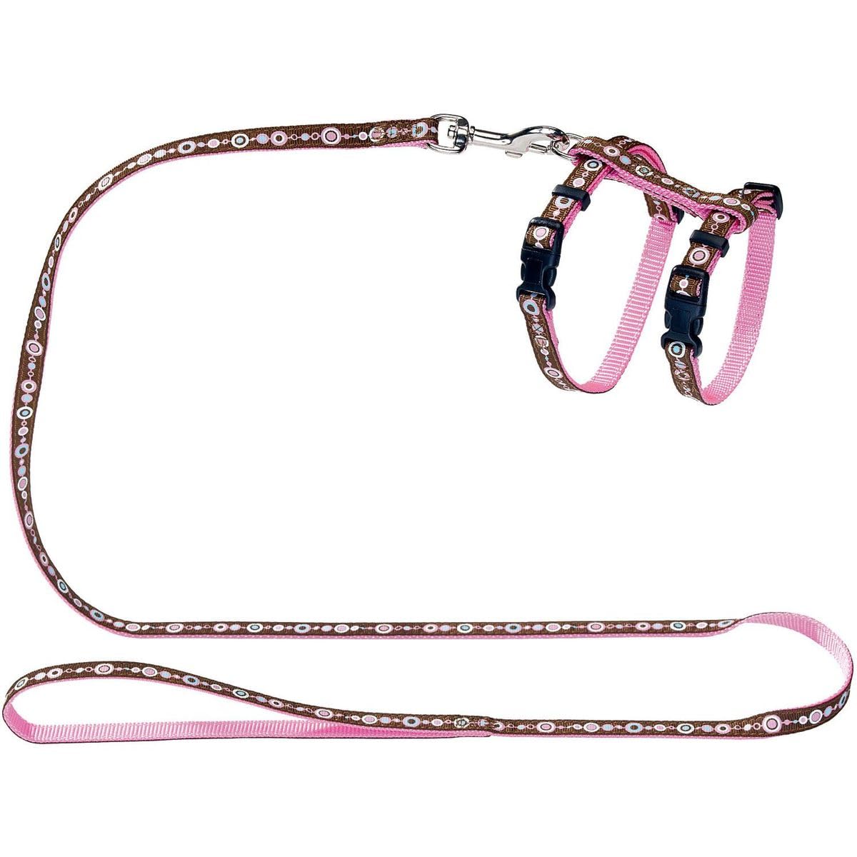 hunter-welpen-katzengarnitur-federleichtes-nylon-geschirr-set-mit-leine-rosa-one image 1