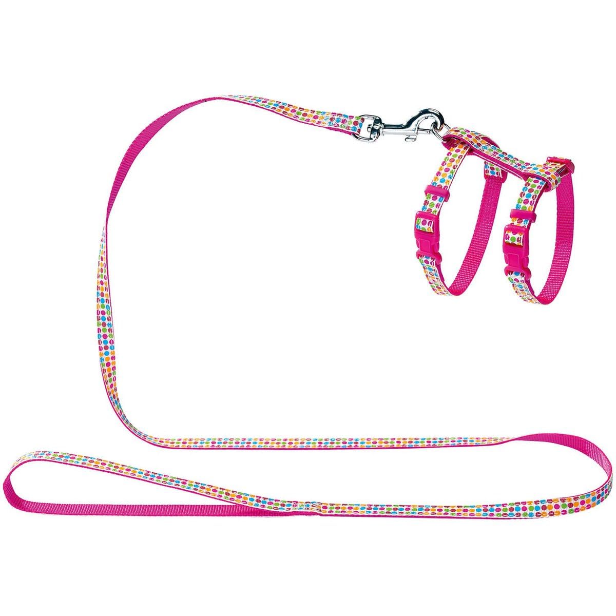 hunter-welpen-katzengarnitur-federleichtes-nylon-geschirr-set-mit-leine-rosa-one image 3