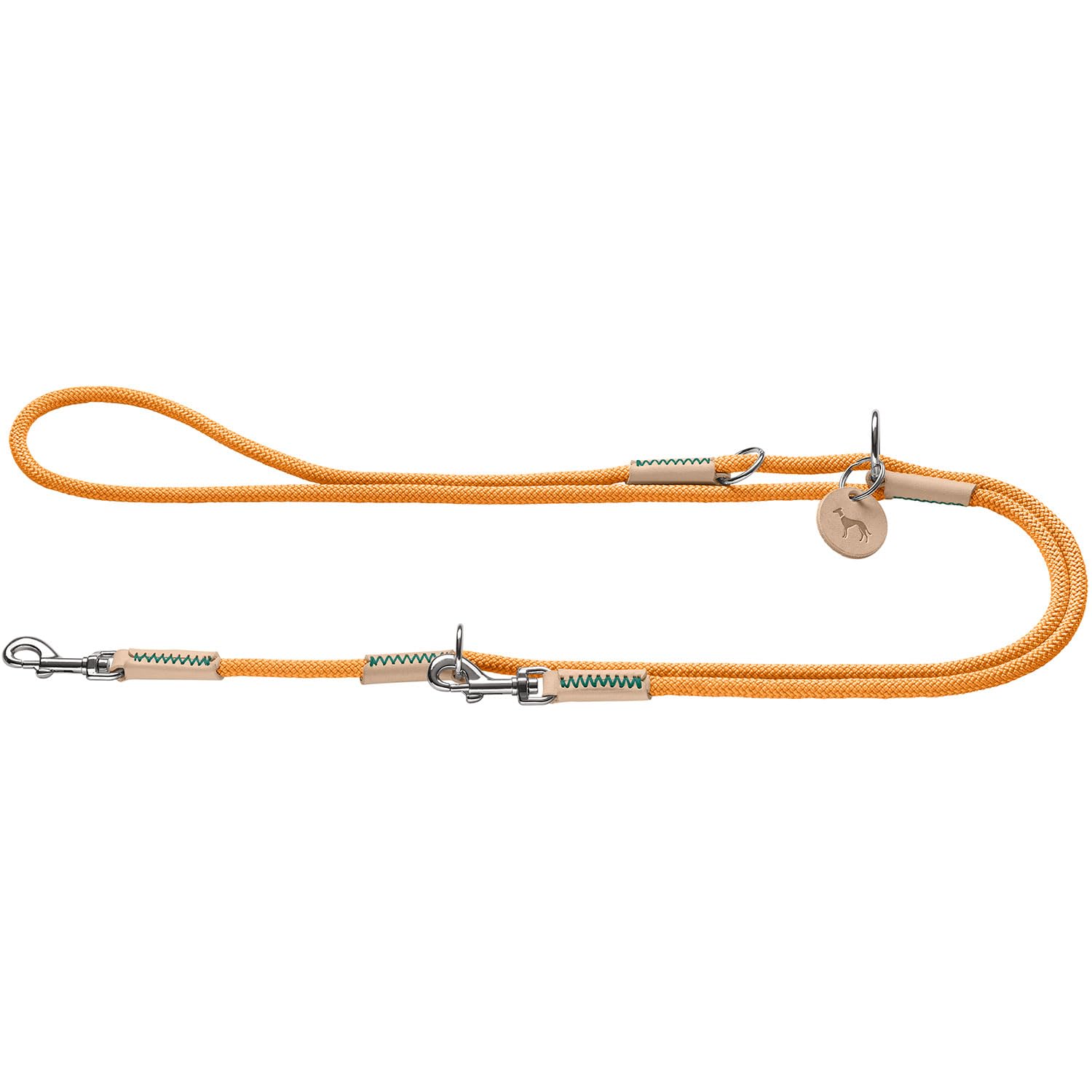 hunter-verstellbare-hundef-hrleine-malia-apricot-natur-tau-leder-3-fach-verstell image 2
