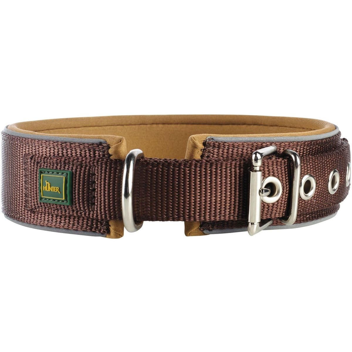 hunter-neopren-reflect-hundehalsband-gr-e-45-braun-caramel-weiche-polsterung-ref image 1