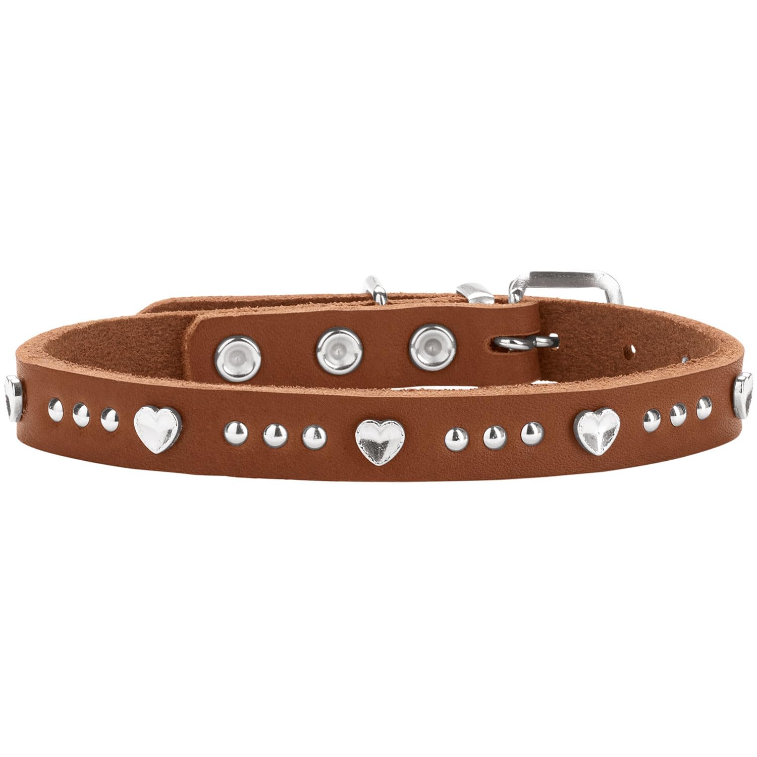 hunter-aalborg-hearts-hundehalsband-cognac-softvollrindleder-mit-nieten-herz-det image 3