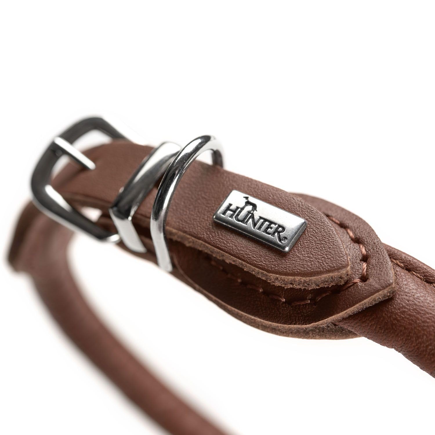 hunter-hundehalsband-round-soft-gr-e-35-braun-weiches-rindnappaleder-nyloneinlag image 2