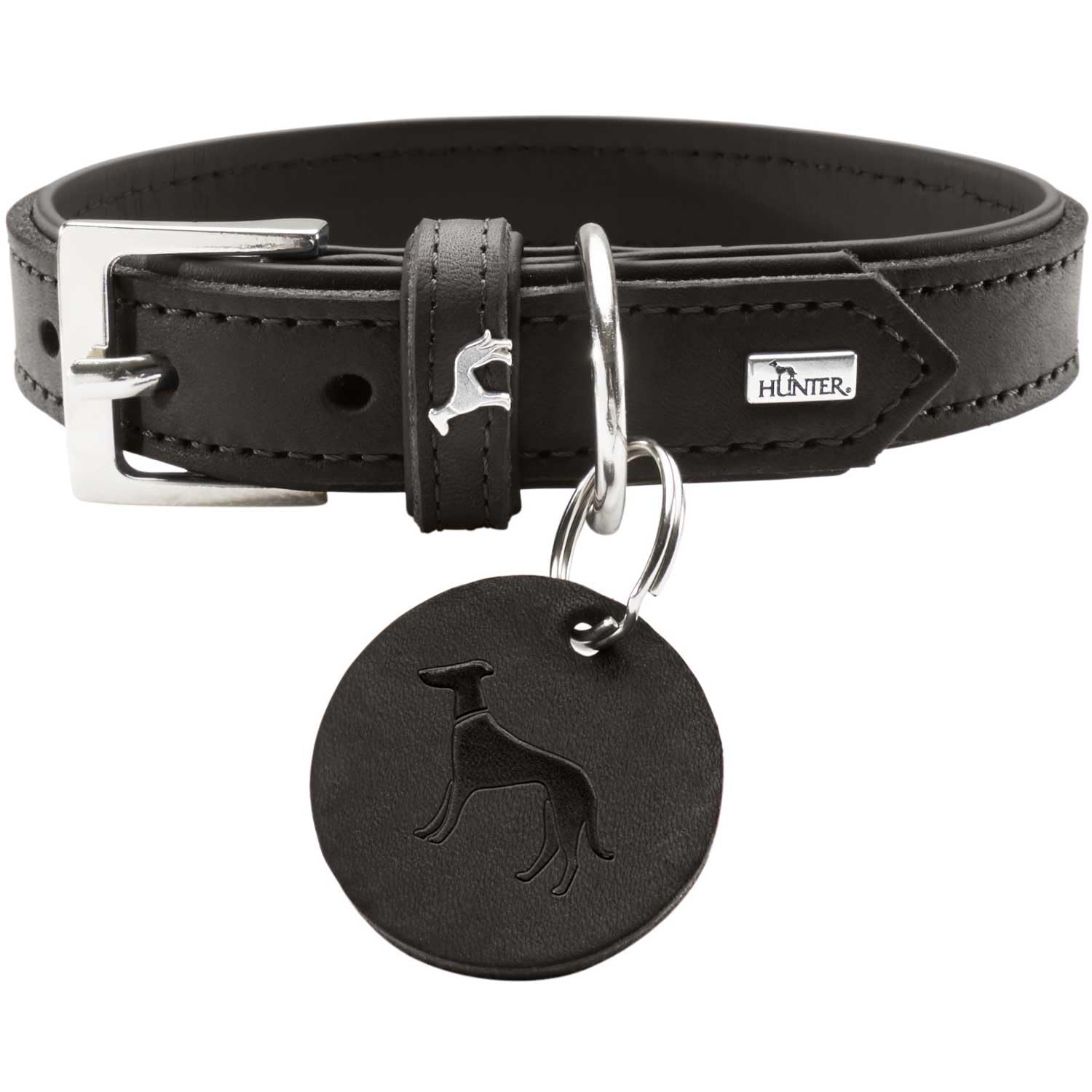 hunter-larvik-hundehalsband-softvollrindleder-cognac-schwarz-mit-leder-schl-ssel image 7