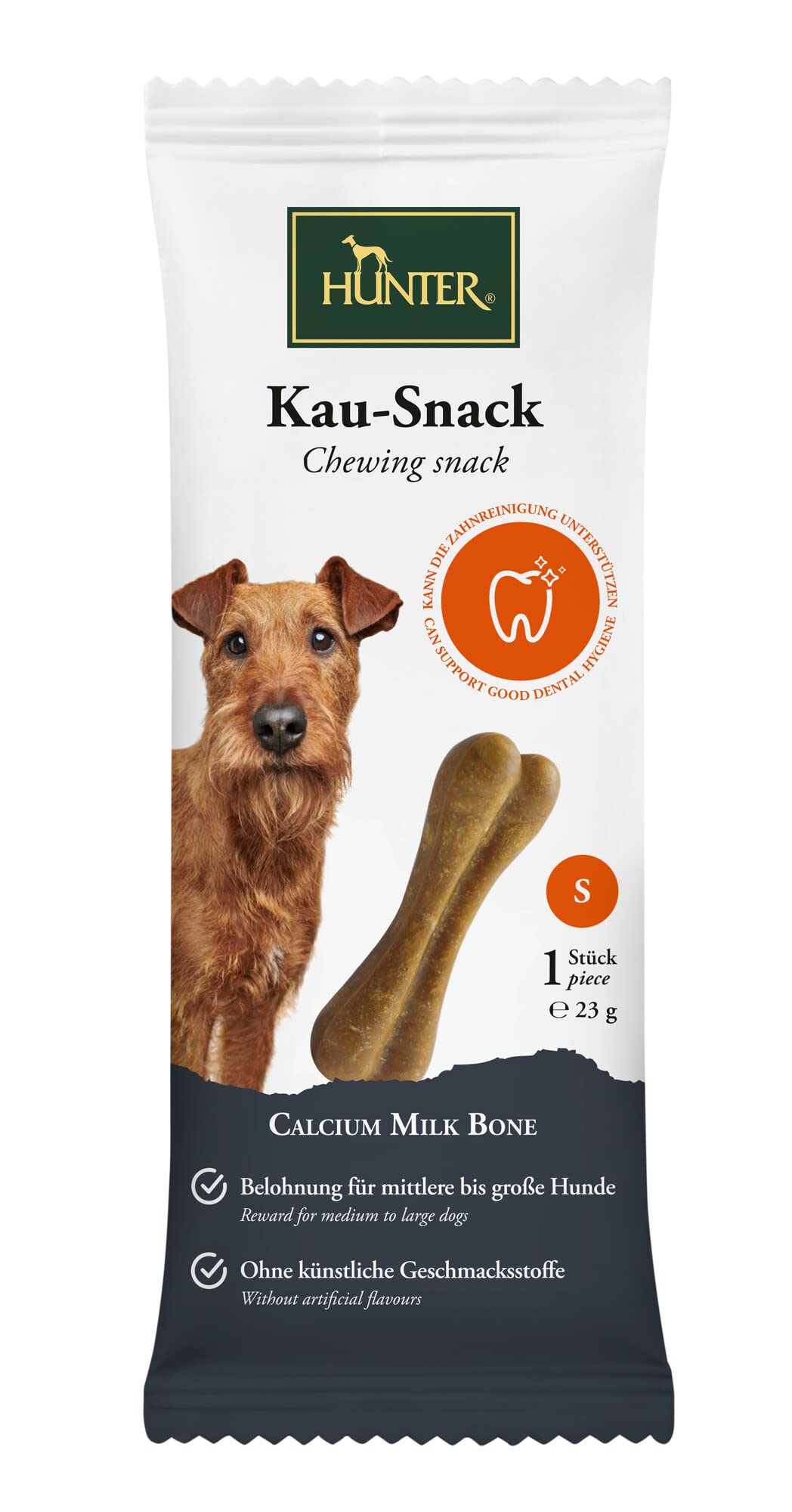 hunter-calcium-milk-bone-hundesnack-kauknochen-mit-zahnpflege-effekt-23-g image 1