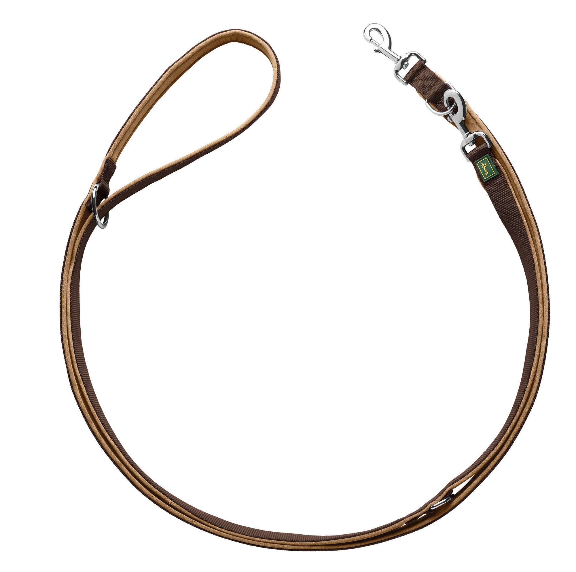 hunter-verstellbare-f-hrleine-neopren-gr-e-20-200-in-braun-caramel-3-fach-verste image 1
